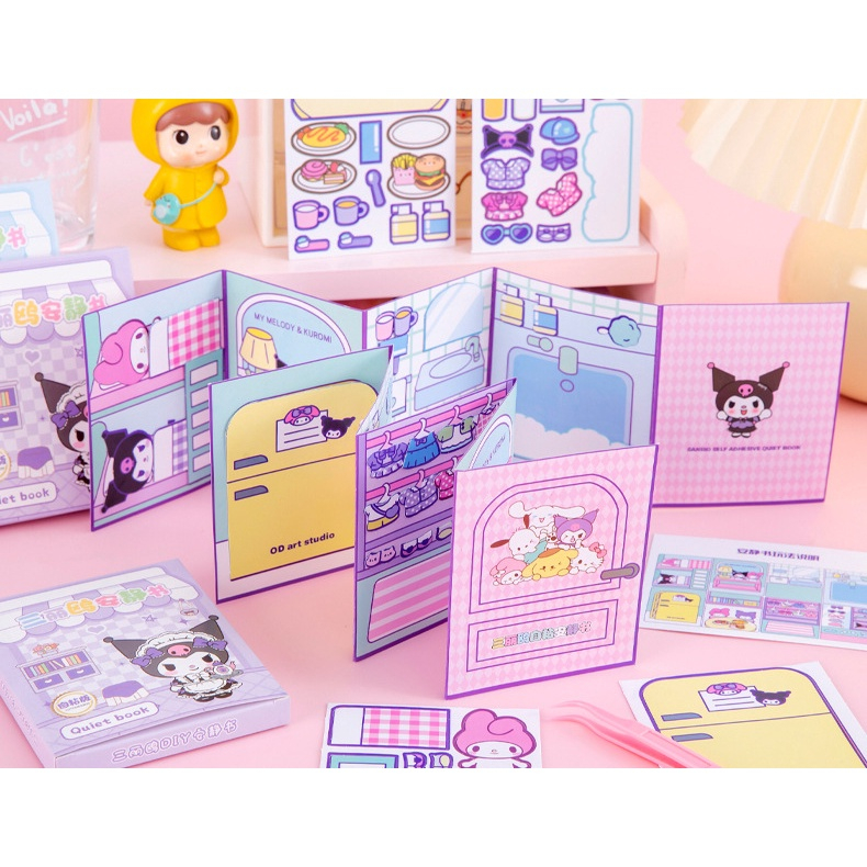 SANRIO Sách Đồ Chơi Kuromi Melody Thủ Công DIY Yên Tĩnh Cho Bé