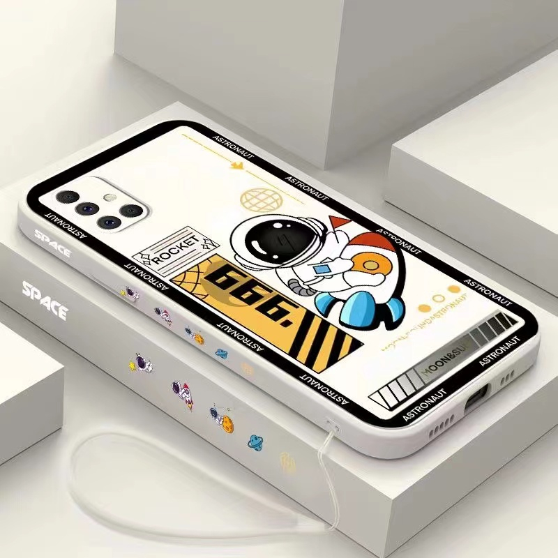 Ốp lưng Samsung A54 5G A53 5G M23 M33 5G M53 M52 A81 M60S NOTE 10 lite Silicone tên lửa phi hành gia với dây buộc