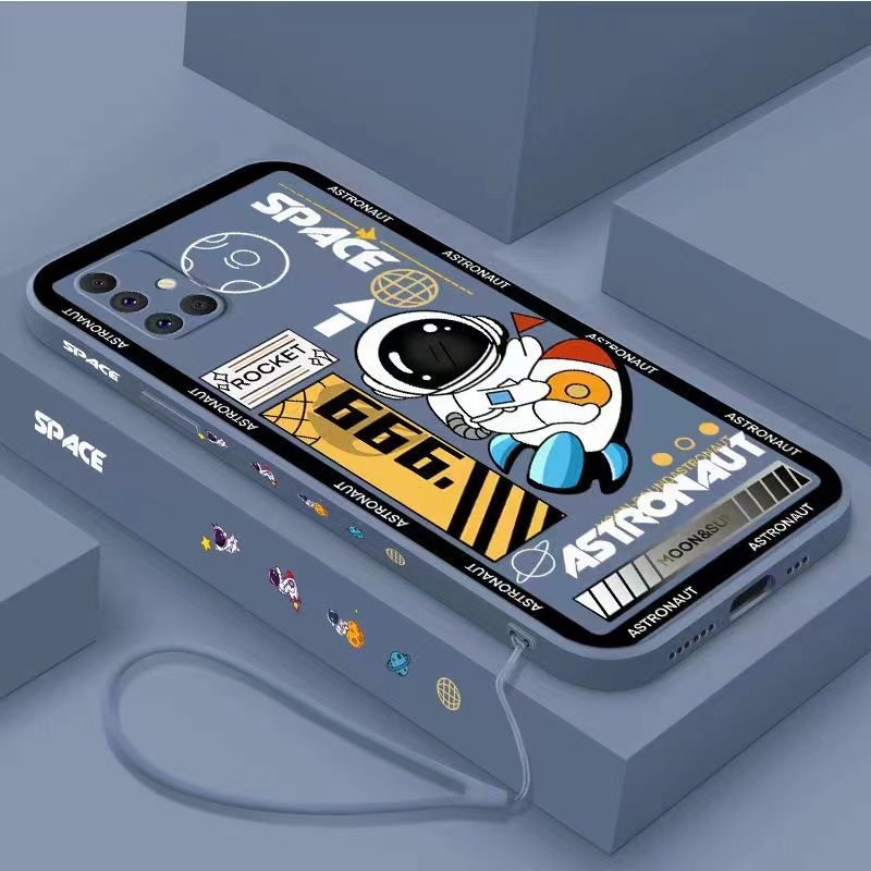 Ốp lưng Samsung A54 5G A53 5G M23 M33 5G M53 M52 A81 M60S NOTE 10 lite Silicone tên lửa phi hành gia với dây buộc