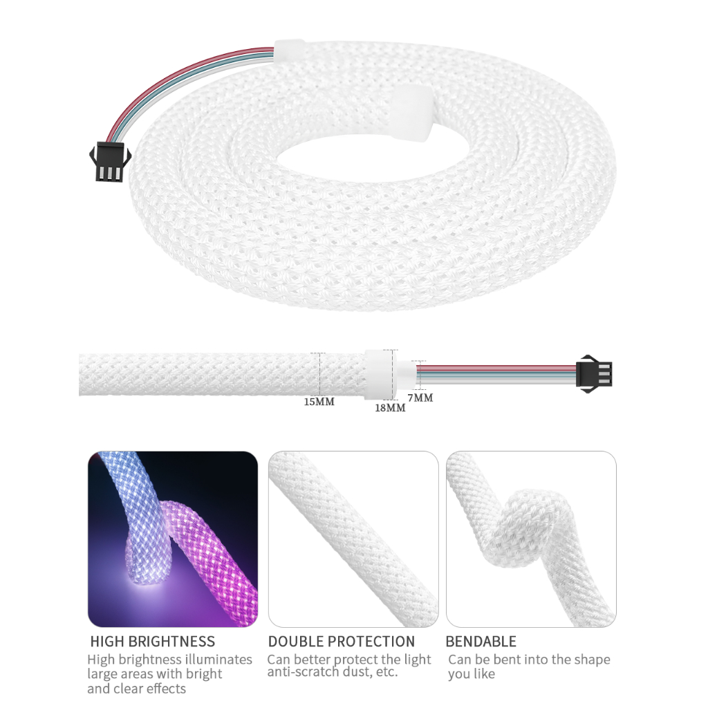 Xnbada Dây Đèn led 50 Bóng ws2812b ws2811 ip67 dc5v Bằng Silicon Linh Hoạt