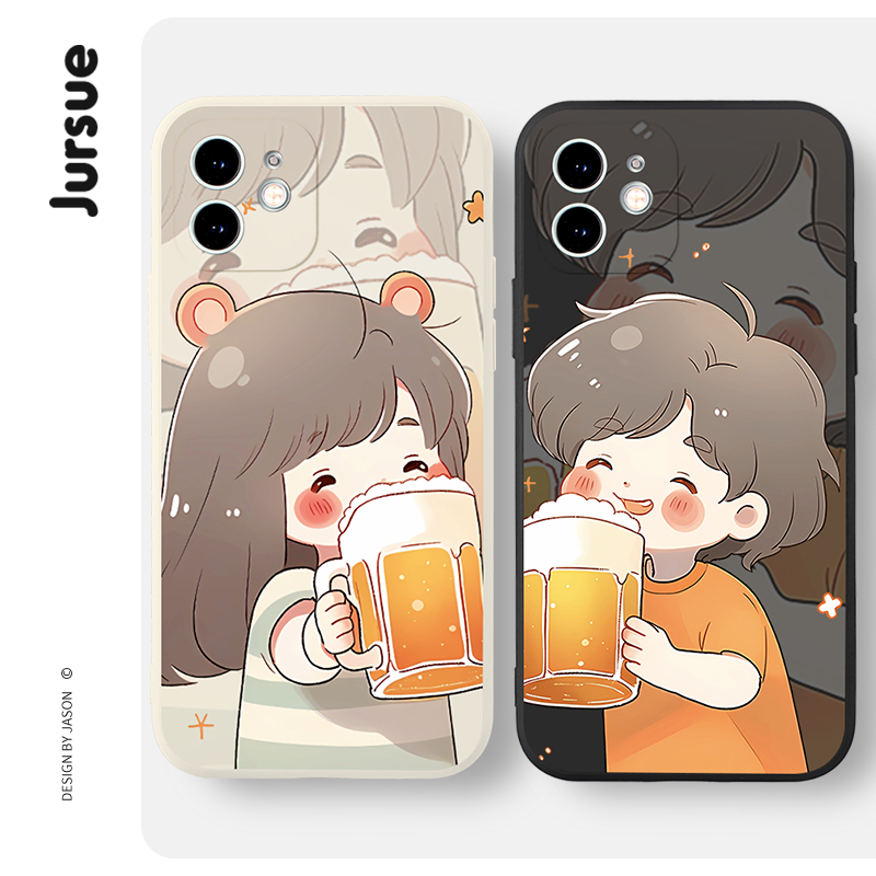 Ốp điện thoại JURSUE hoạt hình cặp đôi dễ thương đẹp Cho IPHONE 15 14 13 12 11 PRO MAX SE 2020 X XR XS ip 8 7 6 6S PLUS kute XYH2186