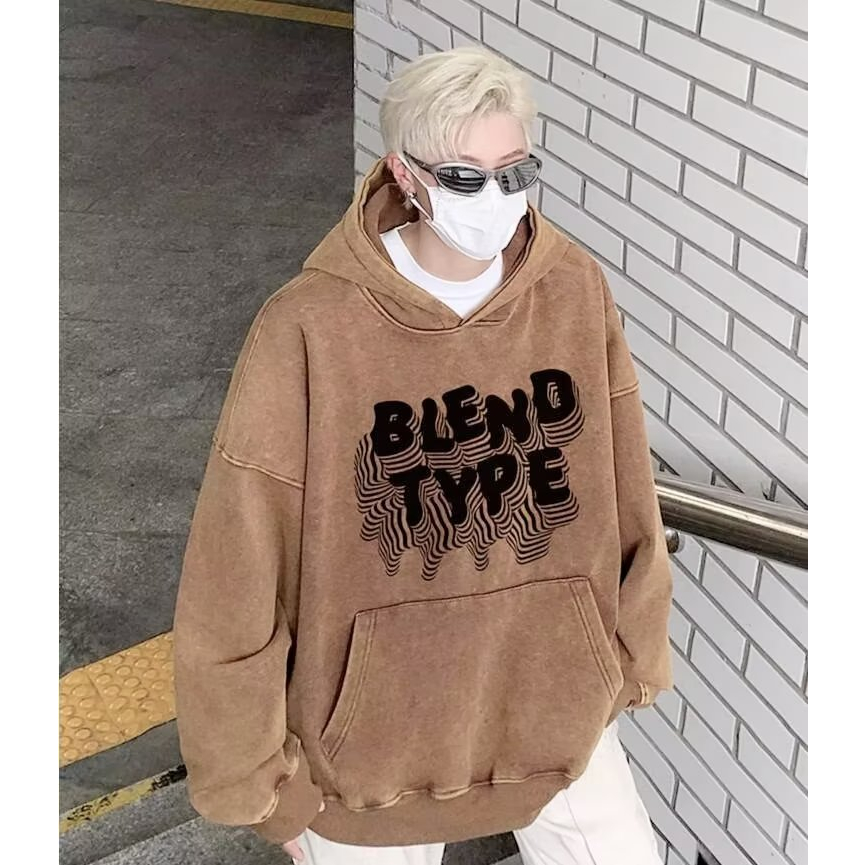 Áo hoodies rắn màu chữ in vintage mens lỏng lẻo bông vải màu tím cơ bản áo len hàng trăm unisex giản dị classic cặp đôi  với túi lớn thời trang sweatshirts