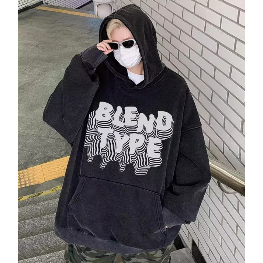 Áo hoodies rắn màu chữ in vintage mens lỏng lẻo bông vải màu tím cơ bản áo len hàng trăm unisex giản dị classic cặp đôi  với túi lớn thời trang sweatshirts