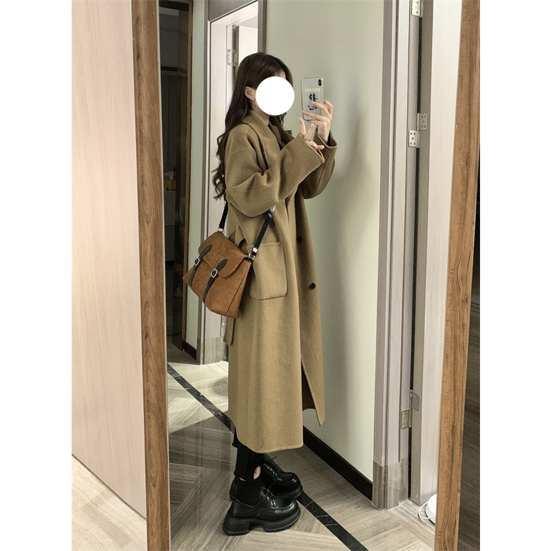 Áo Khoác Len Dáng Dài Rộng Hai Hàng Nút Thời Trang Xuân Thu Hàn Quốc size s-xl