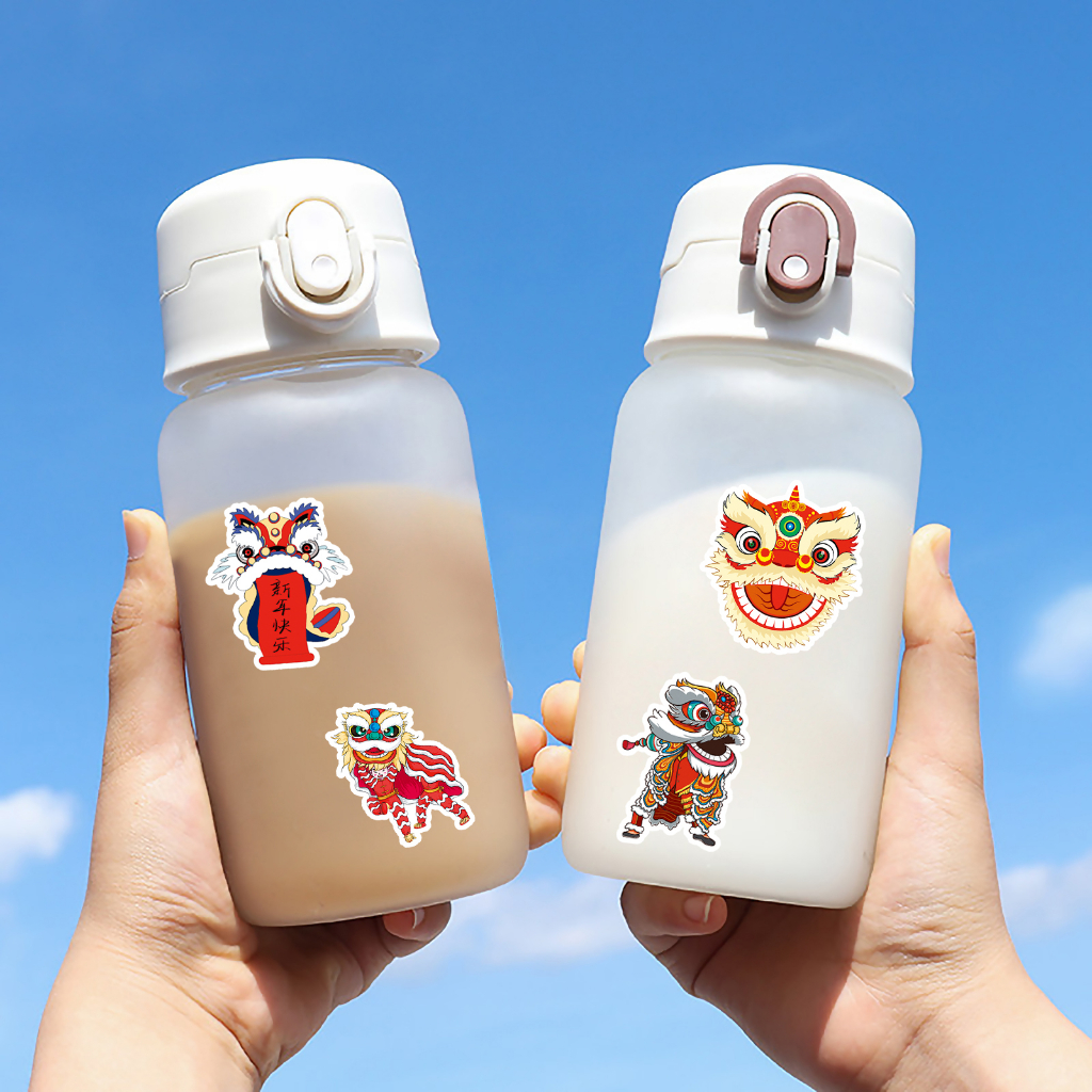 Bộ 50 Miếng Dán Trang Trí Laptop / Điện Thoại / Mũ Bảo Hiểm / Động Cơ / Xe Hơi Chống Thấm Nước Họa Tiết Sư Tử Phong Cách Trung Hoa Độc Đáo diy