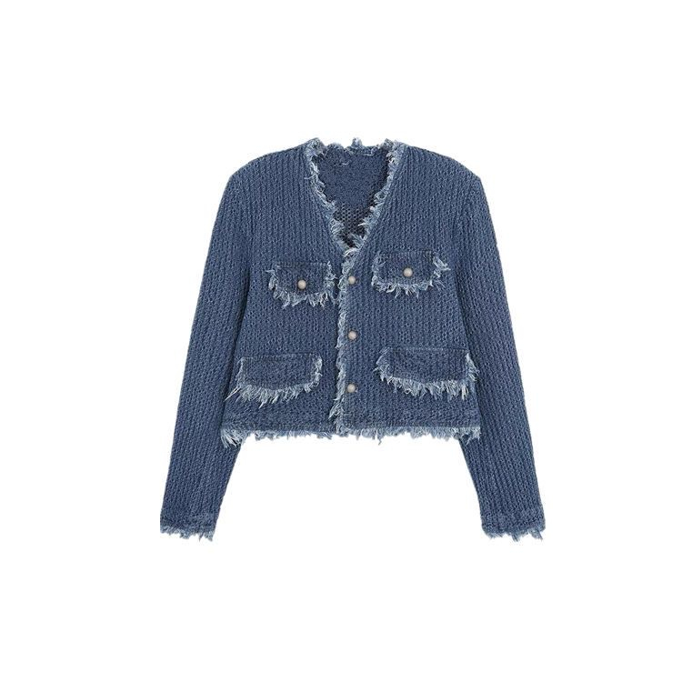 Xiaozhainv Set Áo croptop denim Dài Tay + Chân váy jean Dài Lưng Cao + Áo Sơ Mi Cổ Bẻ Thời Trang Hàn Quốc Cho Nữ