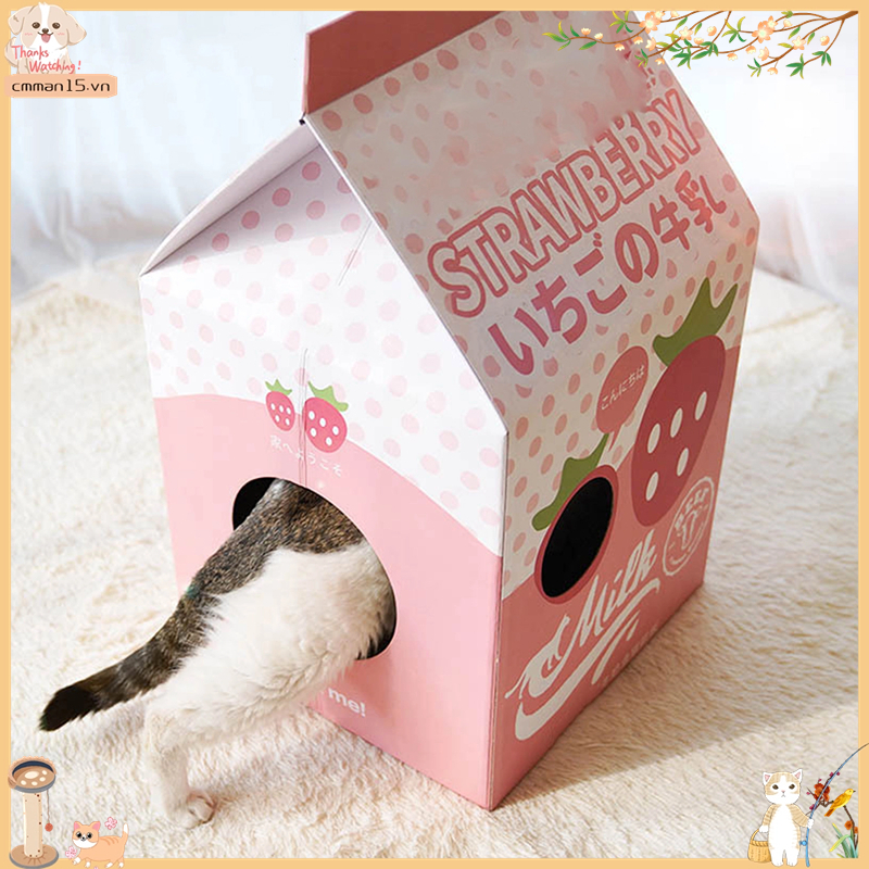 Phổ biến Các tông Cat House Giấy gợn sóng Hộp sữa Hình dạng Mèo Cào Nhà Giường cho con