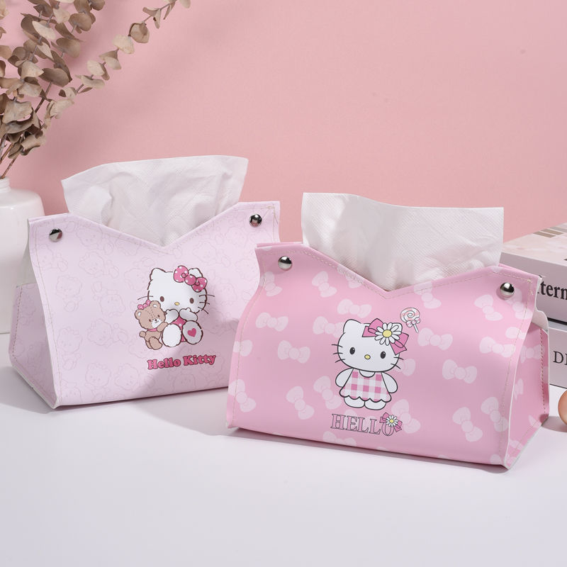 Hộp Đựng Khăn Giấy Hình Mèo Kitty Dễ Thương Đặt Phòng Khách/Phòng Ngủ/Văn Phòng/Xe Hơi