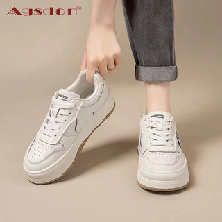 Agsdon giày thể thao đế dày màu trắng phong cách mới 2024 dễ phối đồ