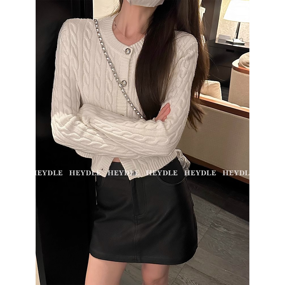 Áo Khoác cardigan Dệt Kim Dáng Ngắn Màu Sắc Ngọt Ngào Thời Trang Mùa Thu Cho Nữ