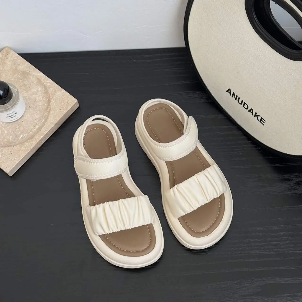 Xăng đan Đế Phẳng Dày Dặn Phong Cách Thời Trang Pháp Mùa Hè 2023