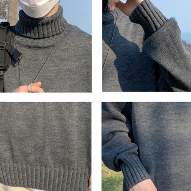 ✦AFFLIGA✦Áo sweater Trơn Màu Cổ Cao Thời Trang Hàn Quốc Dành Cho Nam / Size m-8xl