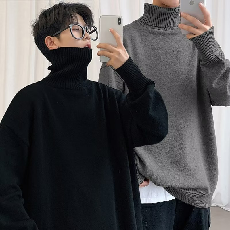✦AFFLIGA✦Áo sweater Trơn Màu Cổ Cao Thời Trang Hàn Quốc Dành Cho Nam / Size m-8xl