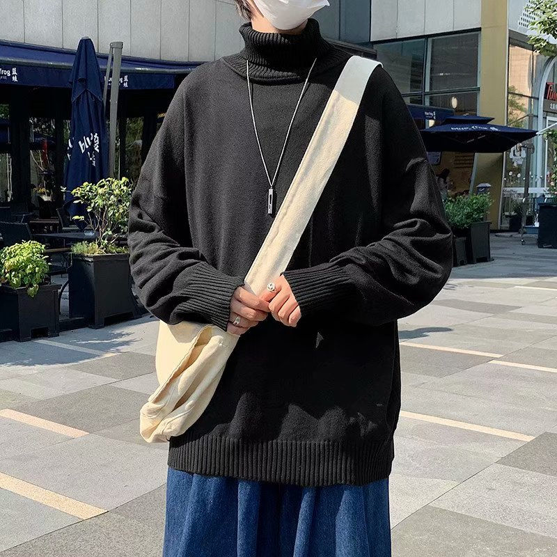 ✦AFFLIGA✦Áo sweater Trơn Màu Cổ Cao Thời Trang Hàn Quốc Dành Cho Nam / Size m-8xl