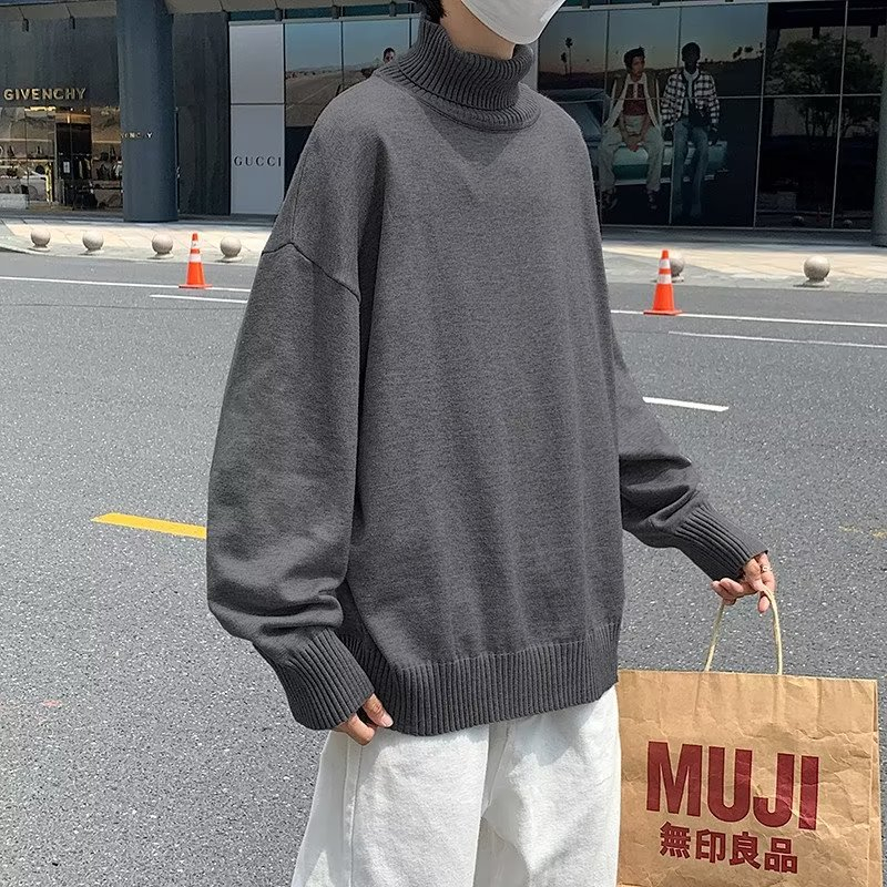 ✦AFFLIGA✦Áo sweater Trơn Màu Cổ Cao Thời Trang Hàn Quốc Dành Cho Nam / Size m-8xl