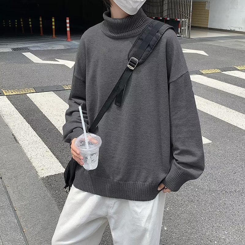 ✦AFFLIGA✦Áo sweater Trơn Màu Cổ Cao Thời Trang Hàn Quốc Dành Cho Nam / Size m-8xl