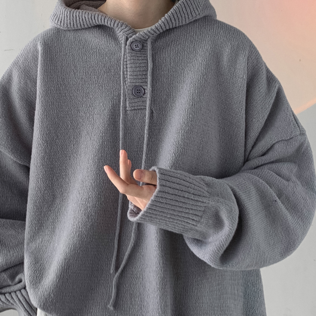 Áo sweater Có Mũ Trùm Cổ Lọ Dáng Rộng Dày Dặn Thời Trang Thu Đông Cho Nam / m-2xl