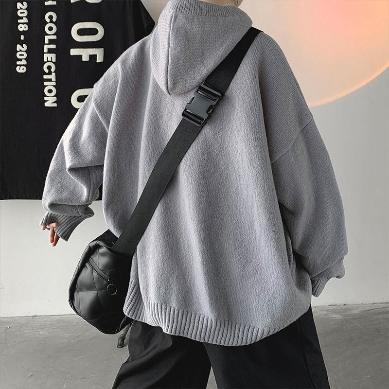 Áo sweater Có Mũ Trùm Cổ Lọ Dáng Rộng Dày Dặn Thời Trang Thu Đông Cho Nam / m-2xl