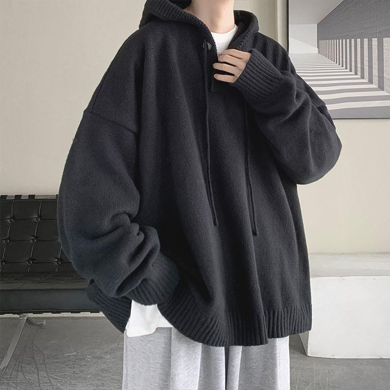 Áo sweater Có Mũ Trùm Cổ Lọ Dáng Rộng Dày Dặn Thời Trang Thu Đông Cho Nam / m-2xl