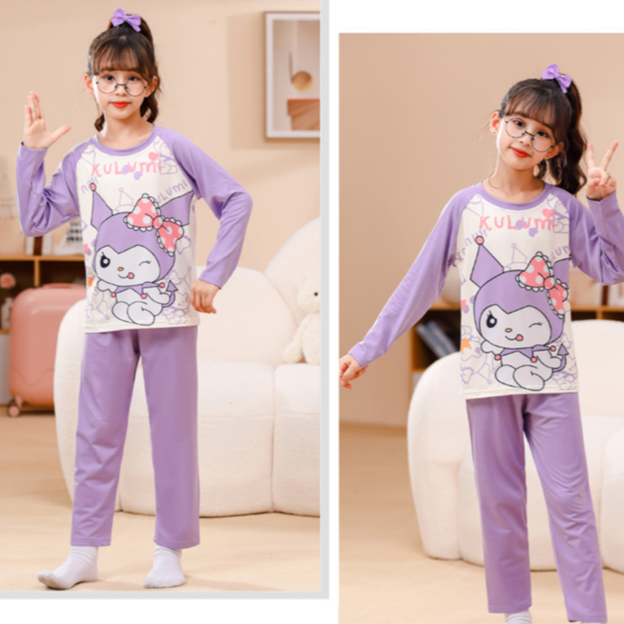 Bộ Đồ Ngủ Pijama Tay Dài In Hình kuromi Dễ Thương Cho Bé Gái
