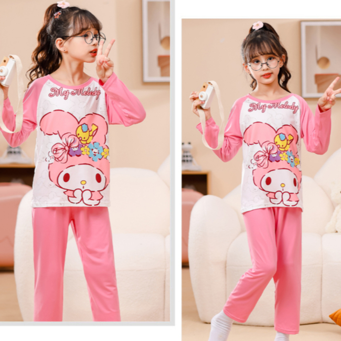 Bộ Đồ Ngủ Pijama Tay Dài In Hình kuromi Dễ Thương Cho Bé Gái