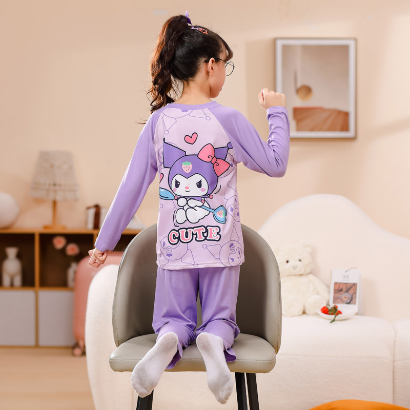 Bộ Đồ Ngủ Pijama Tay Dài In Hình kuromi Dễ Thương Cho Bé Gái