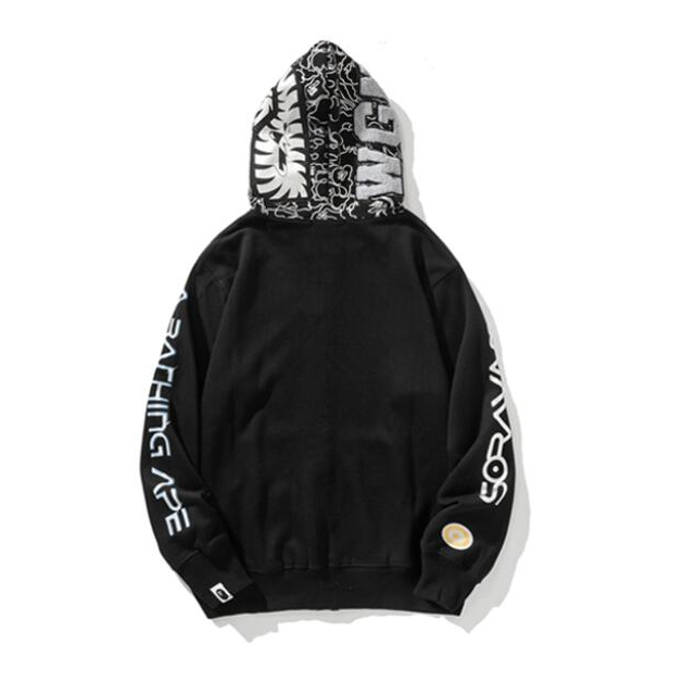 Bape Áo Khoác hoodie Vải cotton In Họa Tiết Phối Khóa Kéo Cá Tính