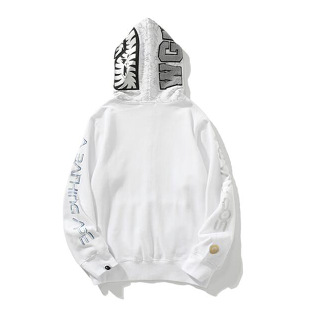 Bape Áo Khoác hoodie Vải cotton In Họa Tiết Phối Khóa Kéo Cá Tính
