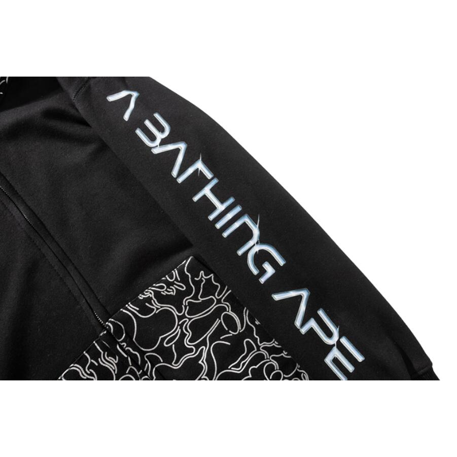 Bape Áo Khoác hoodie Vải cotton In Họa Tiết Phối Khóa Kéo Cá Tính