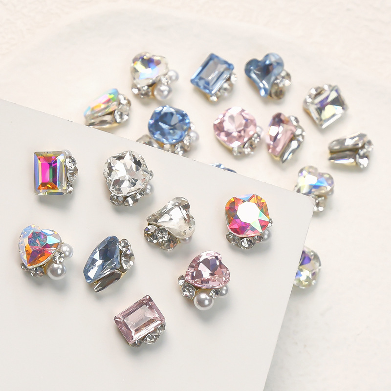 Sản Phẩm Nâng Cao Móng Tay Pha Lê Kim Cương Hoàn Thiện Siêu Lấp Lánh Hình Chữ Nhật Góc Phải Trang Trí Móng Thủ Công