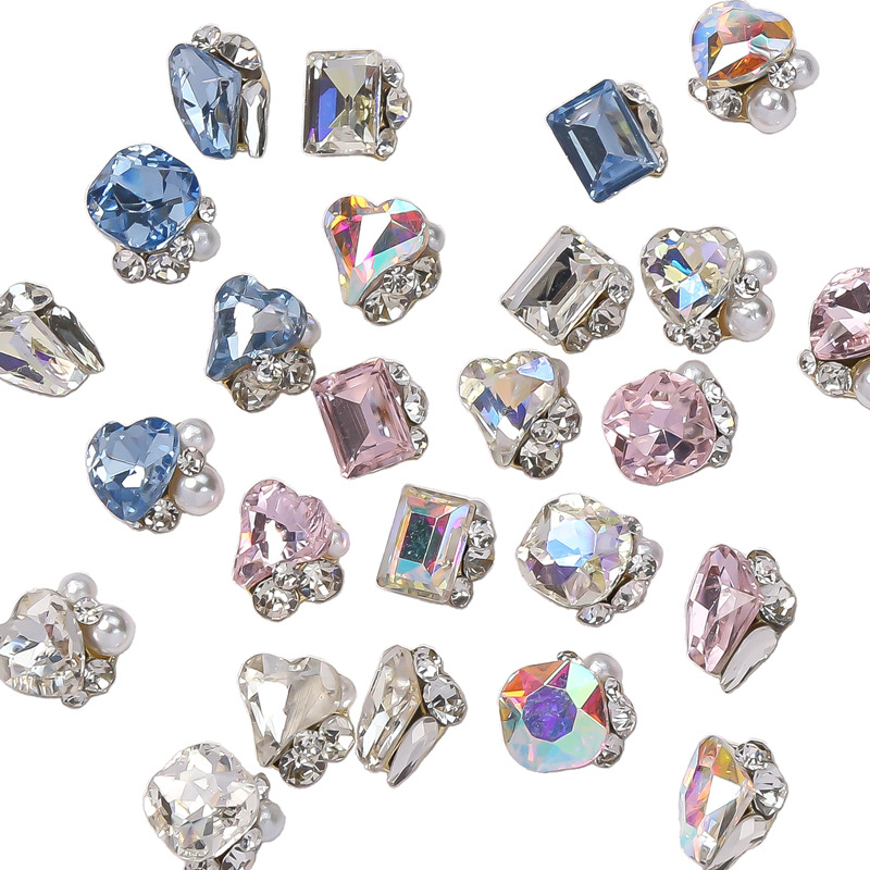 Sản Phẩm Nâng Cao Móng Tay Pha Lê Kim Cương Hoàn Thiện Siêu Lấp Lánh Hình Chữ Nhật Góc Phải Trang Trí Móng Thủ Công