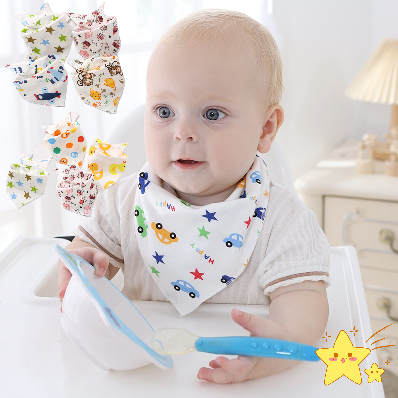 Yếm Ăn Tam Giác In Họa Tiết Hoạt Hình Xinh Xắn Dành Cho Các Bé