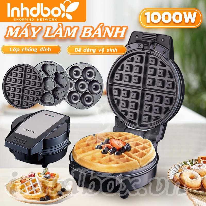 Inhdbox Máy Làm Bánh donut 7 Lỗ 3 Trong 1 Tiện Dụng，thiết bị nhà bếp nhỏ, nhà sản xuất bánh quế, máy làm bánh rán, nhà sản xuất bánh kếp mini, nhà sản xuất bánh sandwich, thiết bị ăn sáng, lò vi sóng