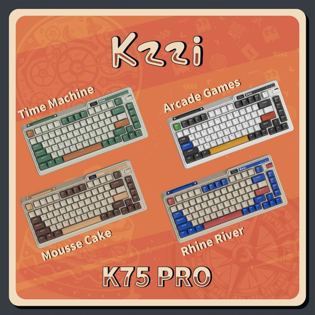 Bàn Phím Cơ Không Dây kzzi kezhi k75 pro 80% Màu Vàng / Bạc Dùng Để Chơi Game