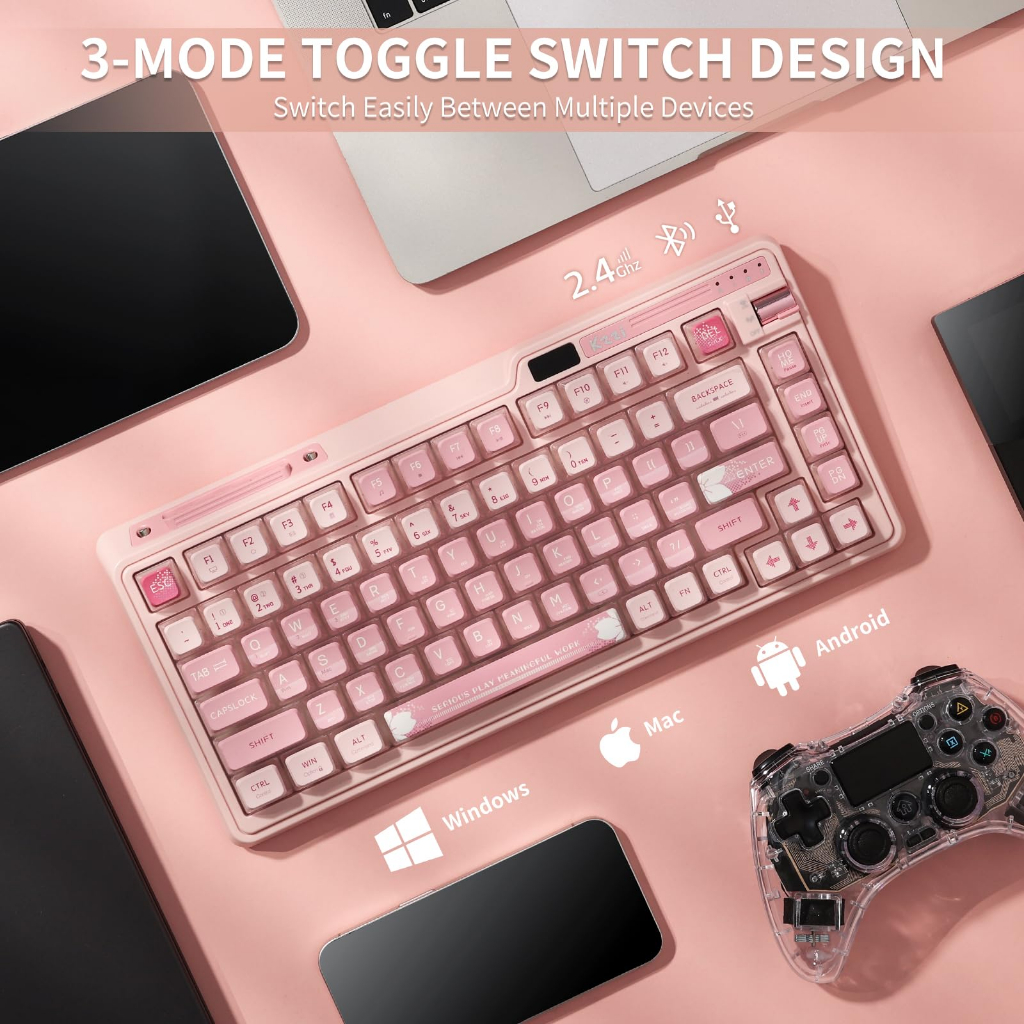 Kzzi Bàn Phím Cơ gaming kezhi k75 pro + Không Dây 80% rgb Màu Vàng / Bạc