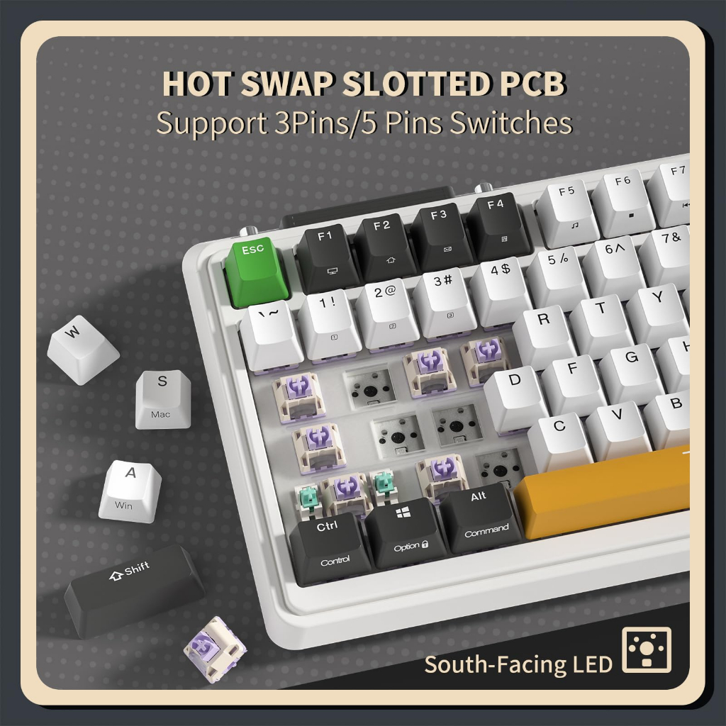 Kzzi Bàn Phím Cơ gaming kezhi k75 pro Không Dây 80% rgb Chất Lượng Cao