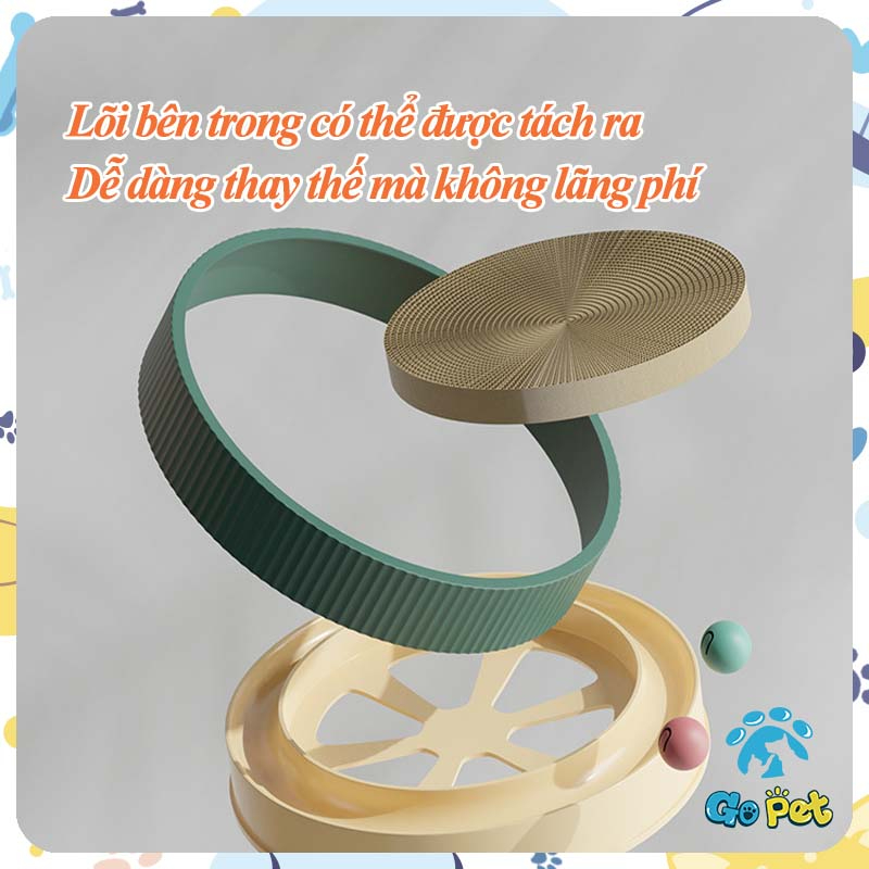 Bảng cào móng mèo hình tròn kèm đồ chơi vui nhộn Lõi bên trong có thể thay thế