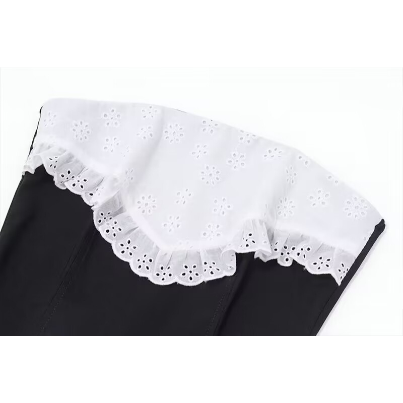 Áo Croptop Trễ Vai Phối Ren Trắng Đen jennie blackpink Quyến Rũ Thời Trang