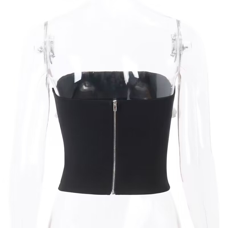 Áo Croptop Trễ Vai Phối Ren Trắng Đen jennie blackpink Quyến Rũ Thời Trang