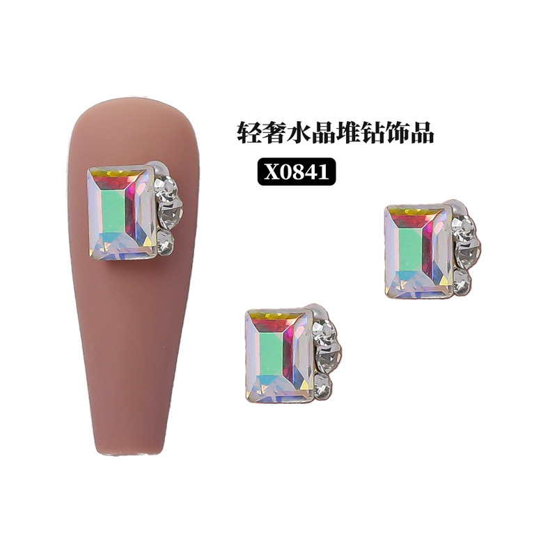 Sản Phẩm Nâng Cao Móng Tay Pha Lê Kim Cương Hoàn Thiện Siêu Lấp Lánh Hình Chữ Nhật Góc Phải Trang Trí Móng Thủ Công
