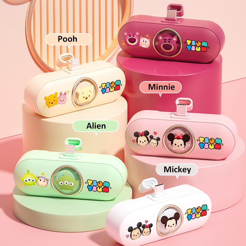 DISNEY Pin Sạc Dự Phòng 5000mah ctdx16 2 Trong 1 Loại c Hình mickey / minnie / Gấu / Người Ngoài Hành Tinh