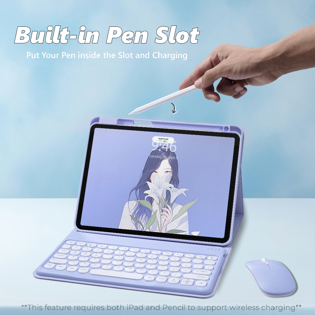 NIXXOS Bao Da Máy Tính Bảng Kèm Bàn Phím bluetooth Xoay Tròn Cho ipad 720 10th / 9th / 8th / 7th gen 10.9 'air4 / air5