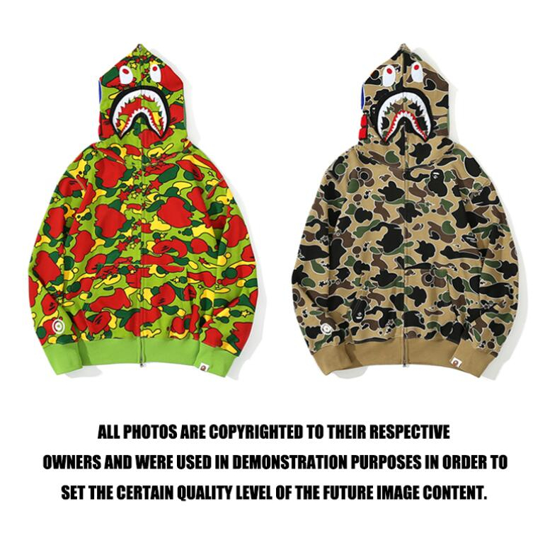 Bape Áo Khoác hoodie Vải cotton In Họa Tiết Rằn Ri Phối Khóa Kéo Cá Tính