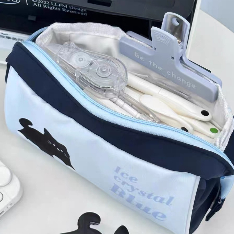 Hoạt Hình Túi Đựng Bút Chì / Đồ Trang Điểm Sức Chứa Lớn Hình Mèo Đen Dễ Thương Cho Học Sinh