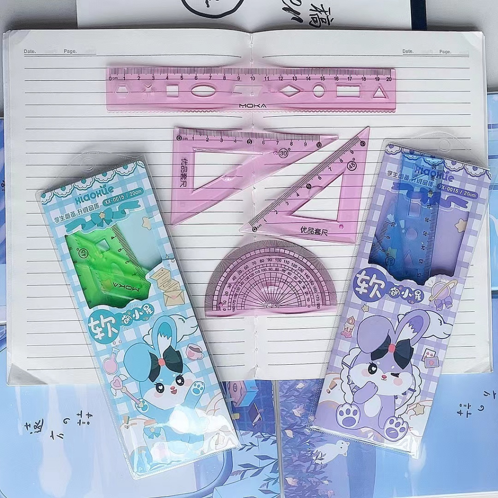 Thước linh hoạt 4 mảnh dành cho học sinh Vẽ thước thẳng Bộ tam giác Thước đo thước đo Bộ 4 mảnh