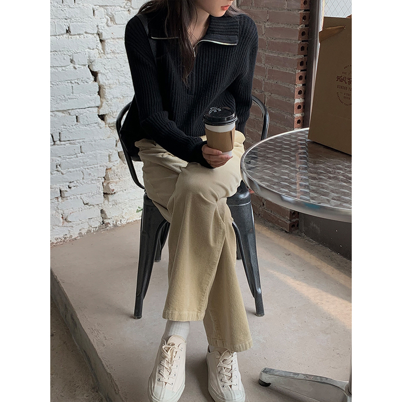 Mới Áo sweater Dáng Rộng Phối Khóa Kéo Phong Cách Phương Tây Thời Trang Cho Nữ