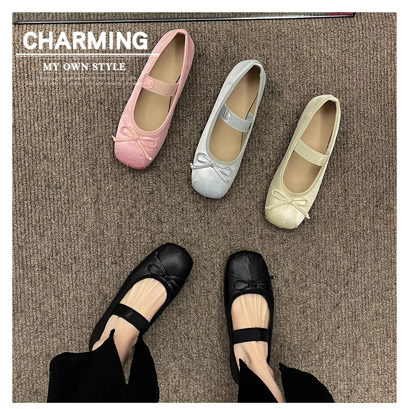 Giày Búp Bê Mũi Vuông Thời Trang Mùa Xuân 2023 Mới Phong Cách Pháp Mary Jane Doudou