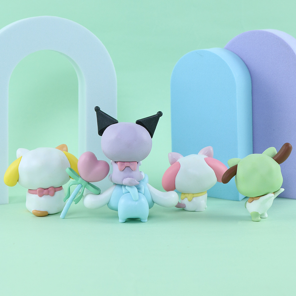 SANRIO Set 6 Mô Hình Mô Phỏng Nhân Vật Phim Hoạt Hình kuromi my melody Cinnamoroll 2-5cm