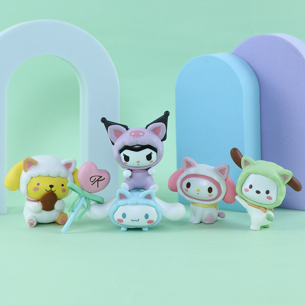 SANRIO Set 6 Mô Hình Mô Phỏng Nhân Vật Phim Hoạt Hình kuromi my melody Cinnamoroll 2-5cm