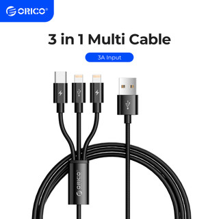 Dây cáp sạc ORICO UTS2-12 UTS2 3 trong 1 USB thích hợp cho iPhone Samsung Xiaomi Huawei với 2 giao diện cổng type C